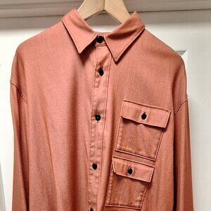 Paul Smith Red Wool-Blend Triple-Pocket Red Ear Shirt (XL)